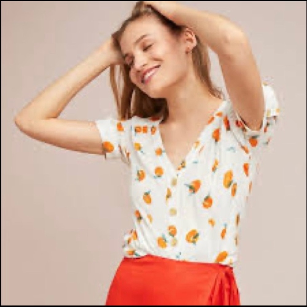 Maeve by Anthropologie *Rare* orange  pattern shirt